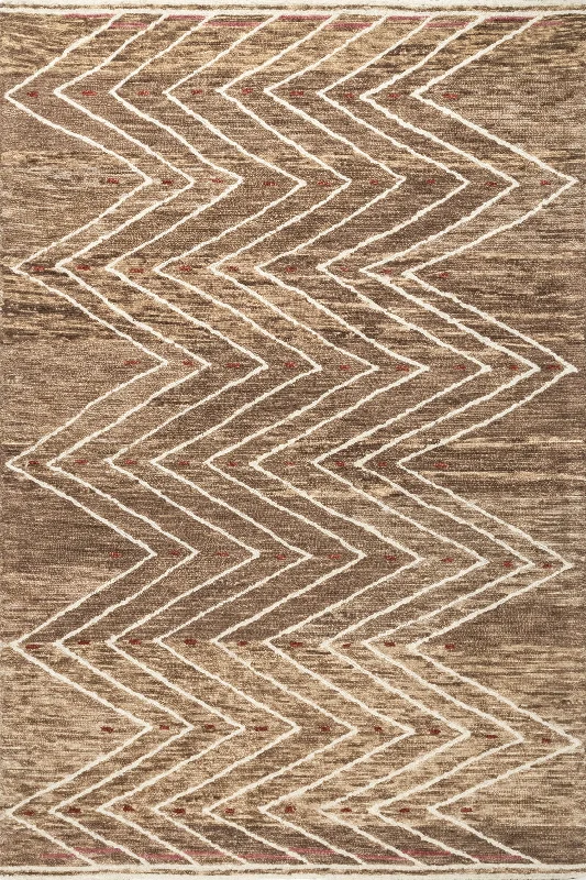 Addie Chevron Wool-Blend Rug | Brown