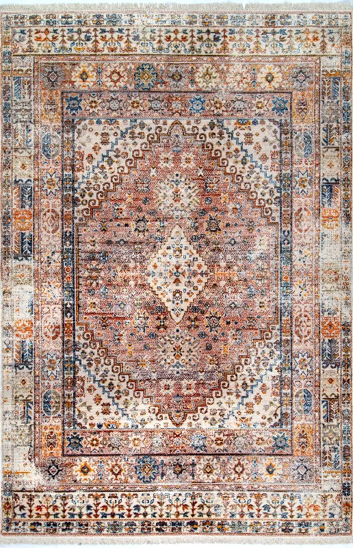 Archer Distressed Medallion Rug | Khaki