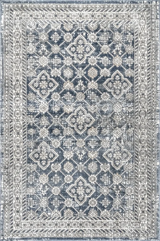 Audrianna Bordered Faded Rug | Blue