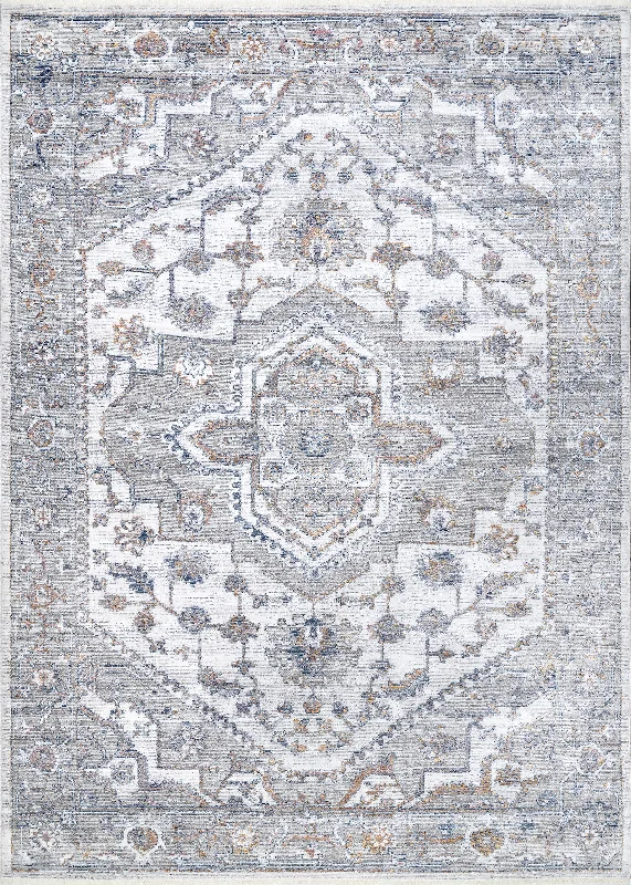 Barbed Moroccan Medallion Fringe Rug | Beige