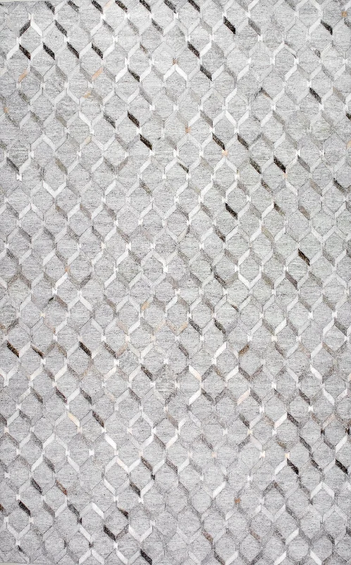 Cowhide Ogee Trellis Rug | Grey