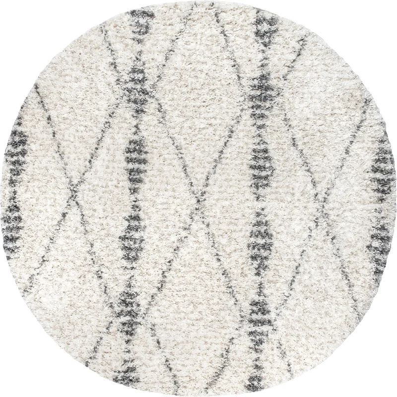 Diamond Band Tassel Rug | Beige