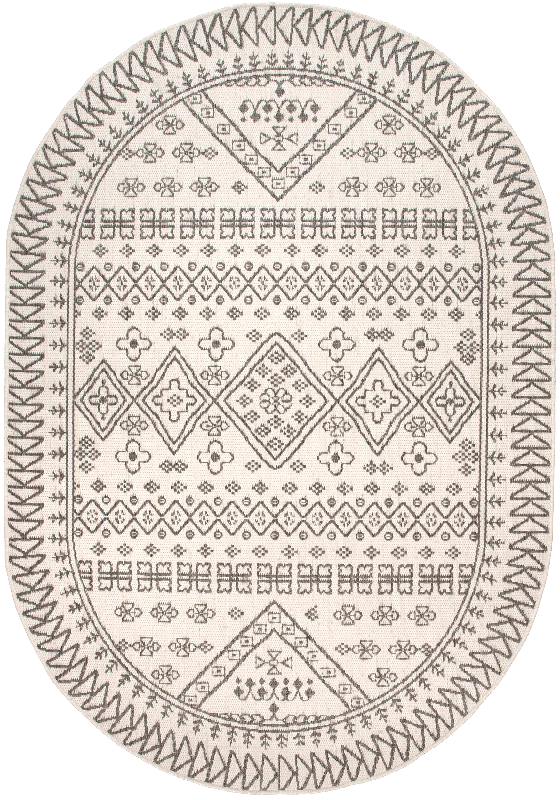 Diamond Bordered Indoor/Outdoor Rug | Ivory