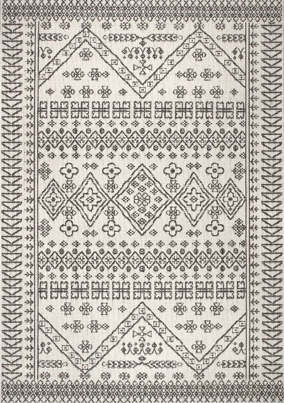 Diamond Bordered Indoor/Outdoor Rug | Ivory