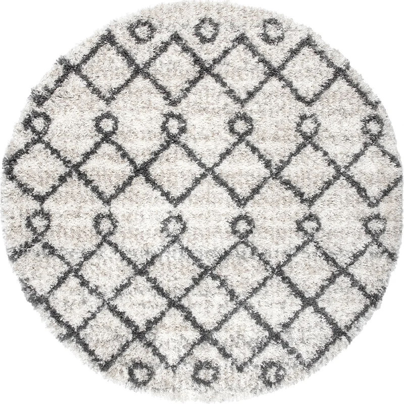 Diamond Moroccan Shag With Tassels Rug | Ivory