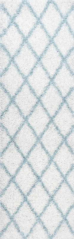 Easy Shag Lattice Rug | Blue