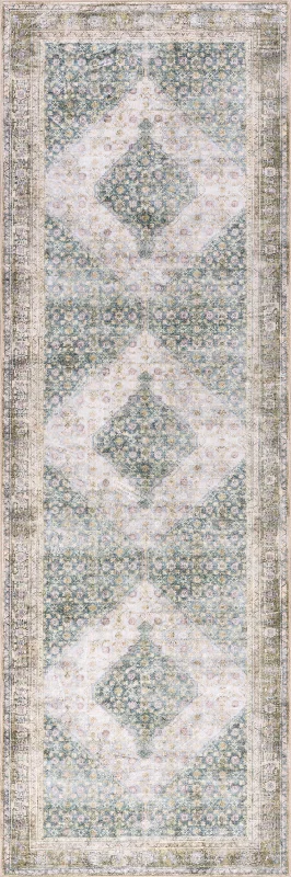 Elia Medallion Washable Rug | Teal