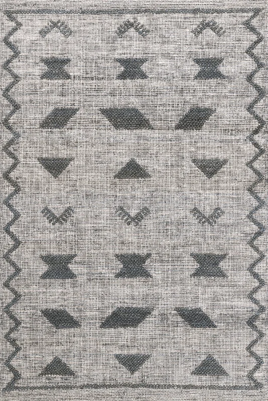 Flatwoven Jute Geometric Rug | Blue