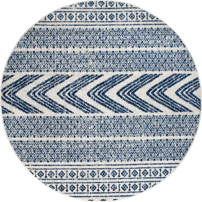 Geometric Banded Rug | Blue