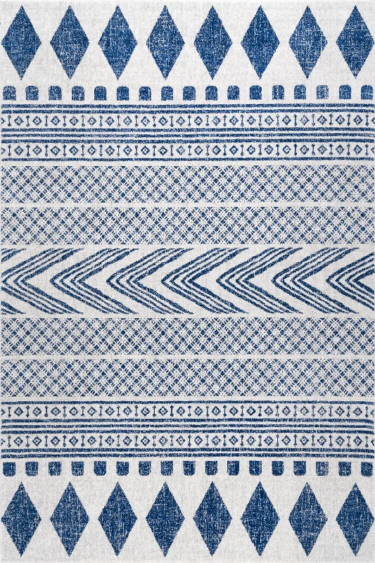 Geometric Banded Rug | Blue