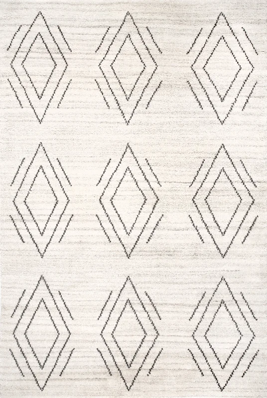 Hand Knotted Fluttery Diamonds Rug | Ivory