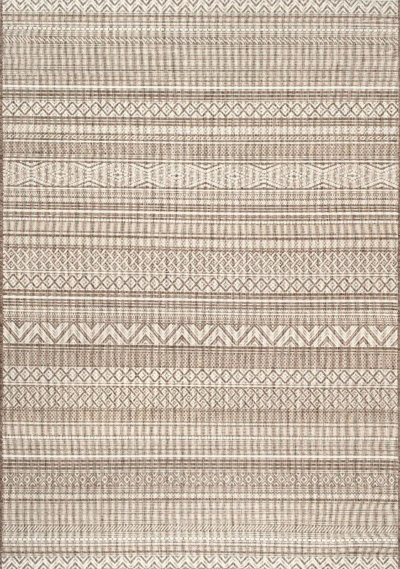 Indoor/Outdoor Tribal Bands Rug | Taupe