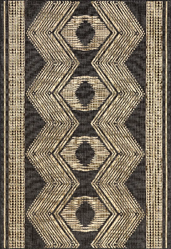 Iris Totem Indoor/Outdoor Flatweave Rug | Dark Grey