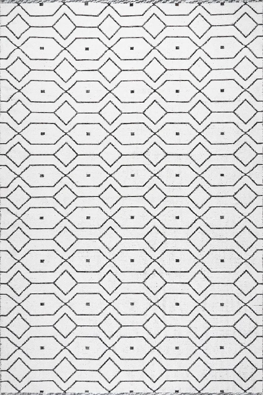 Jessica Reversible Cotton Trellis Rug | Ivory