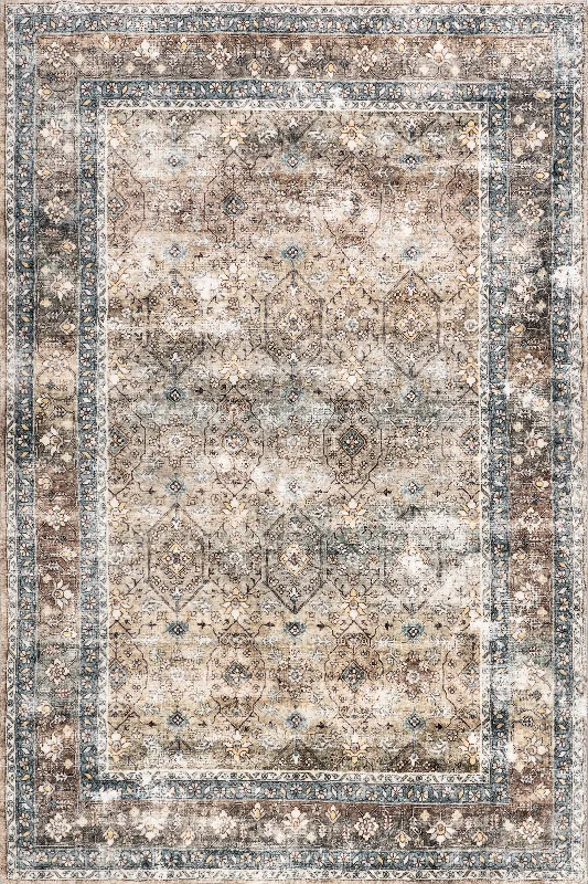 Lilou Medallion Washable Rug | Brown