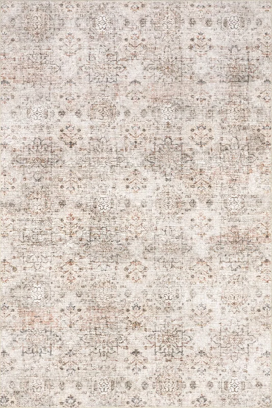 Marian Vintage Spill Proof Washable Rug | Light Beige