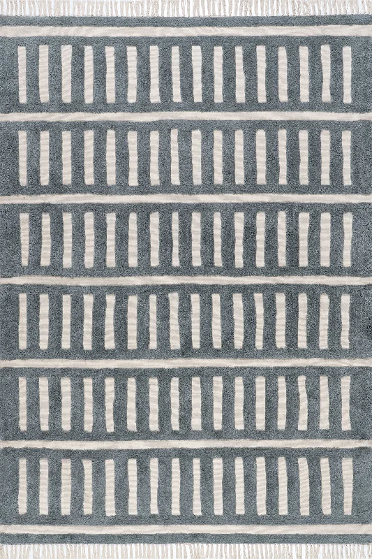 Merrick Tasseled Cotton and Wool Rug | Teal