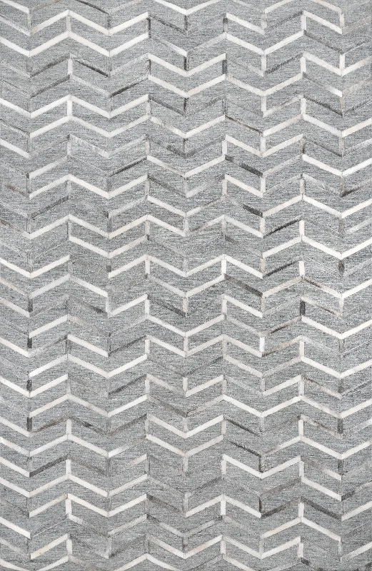 Miriam Leather Reverse Herringbone Rug | Grey