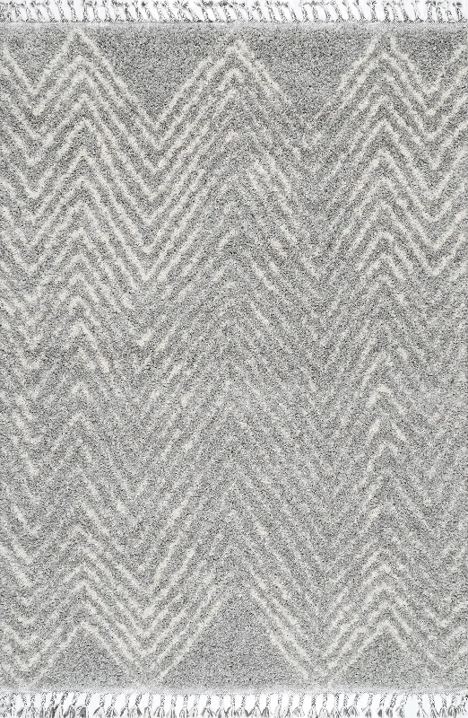 Moroccan Chevron Tassel Rug | Grey