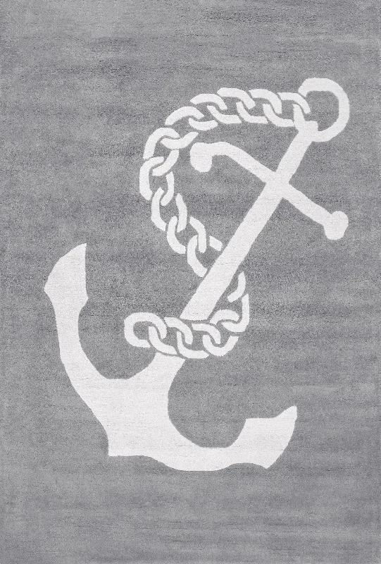 Nautical Anchor Rug | Grey