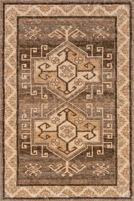 Norma Vintage Medallion Washable Rug | Brown