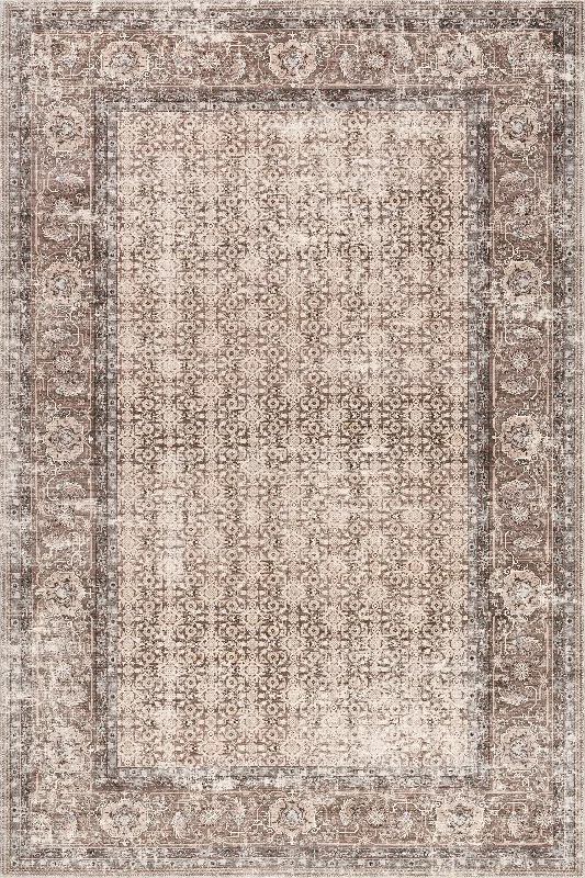 Petula Botanical Spill Proof Washable Rug | Beige