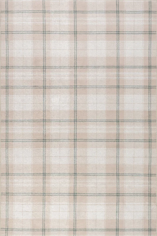 Raye Plaid Spill Proof Washable Rug | Beige