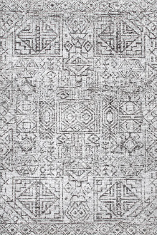 Simone Carved Aztec Rug | Grey