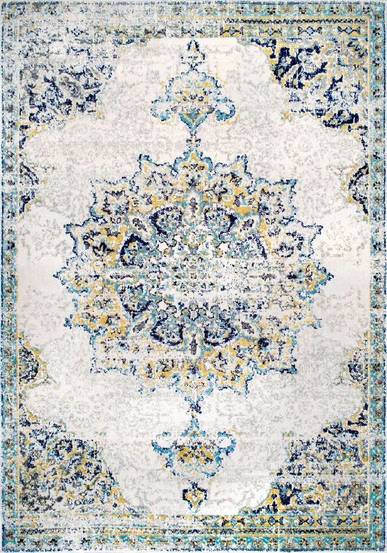 Sunny Wildflower Medallion Rug | Blue