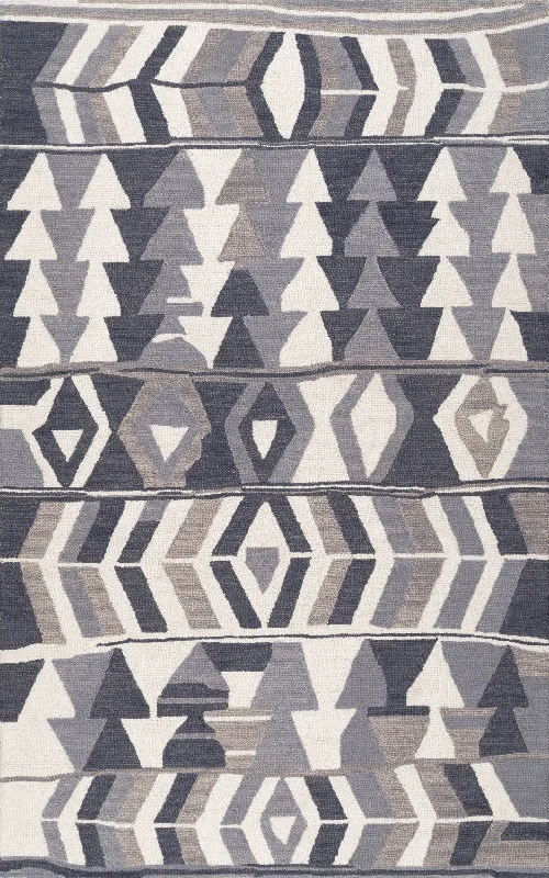 Wool Geometric Rug | Grey