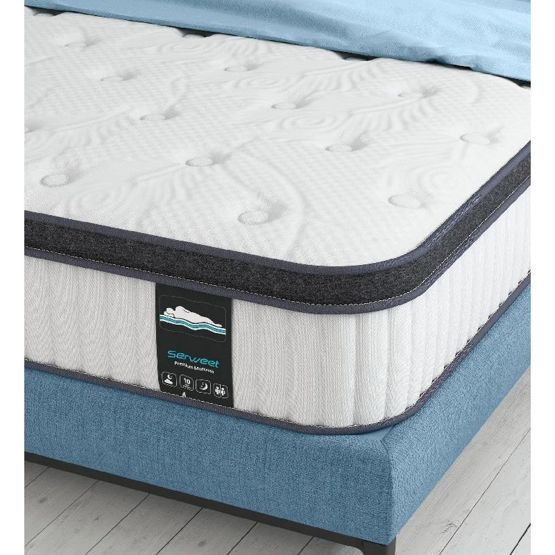 10-Inch Hybrid Memory Foam Pocket Spring Mattress,Mideum Comfort,For Kid's Room,Guest Room