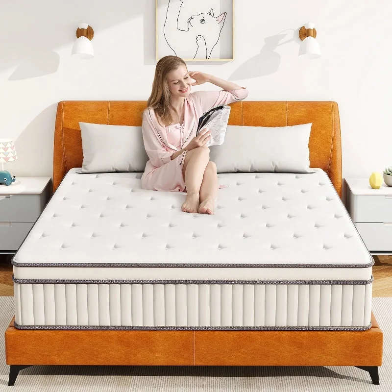 12 Inch Hybrid Full Mattress,Memory Foam Hybrid 12 Inch Full Size Springs Mattresses, Medium Feel Mattress for Pressure Relief