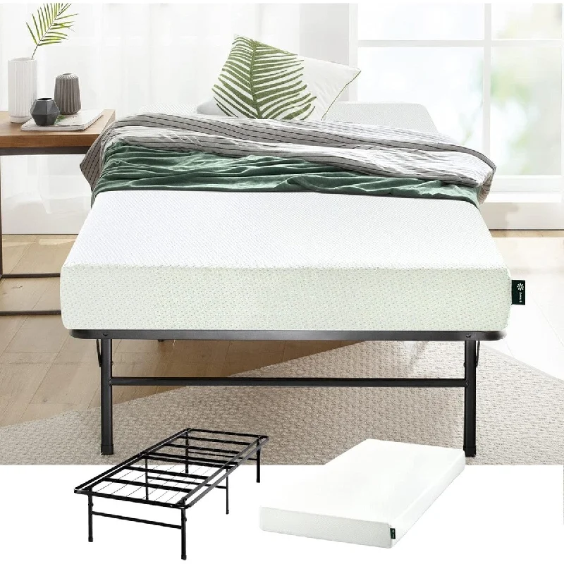 6 Inch Green Tea Memory Foam Mattress and 14" Heavy Duty SmartBase