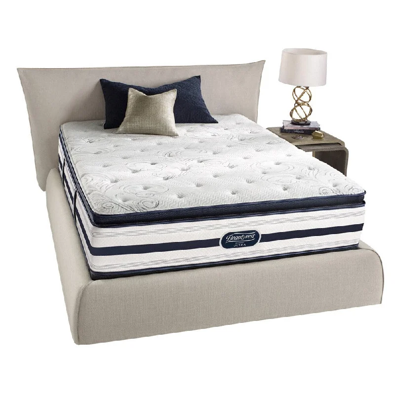 Beautyrest Recharge Lilah Plush Pillow Top King-size Mattress Set - White/Blue