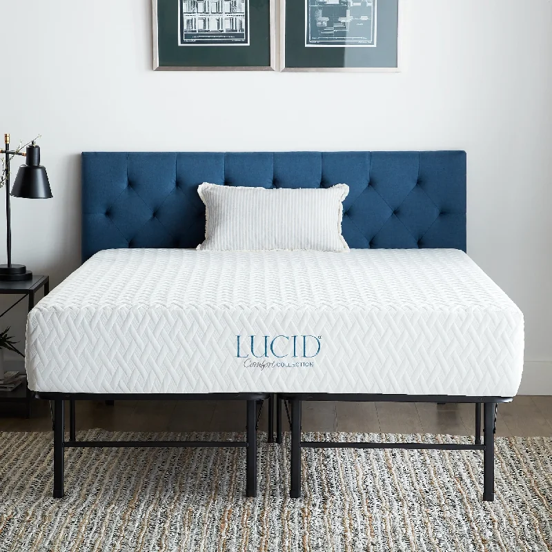 LUCID Comfort Collection 10-inch Gel Memory Foam Mattress with Platform Bed Frame Set