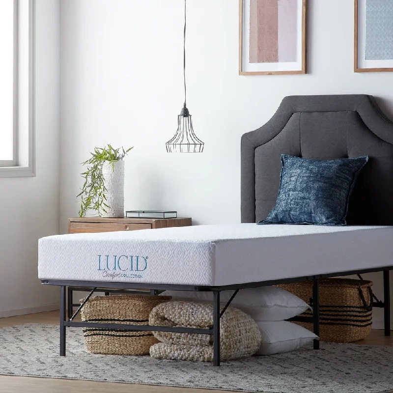 LUCID Comfort Collection 8-inch Gel Memory Foam Mattress with Platform Frame