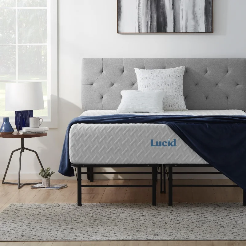 Lucid Comfort Collection12-inch Gel Memory Foam Mattress and Platform Bed Frame Set