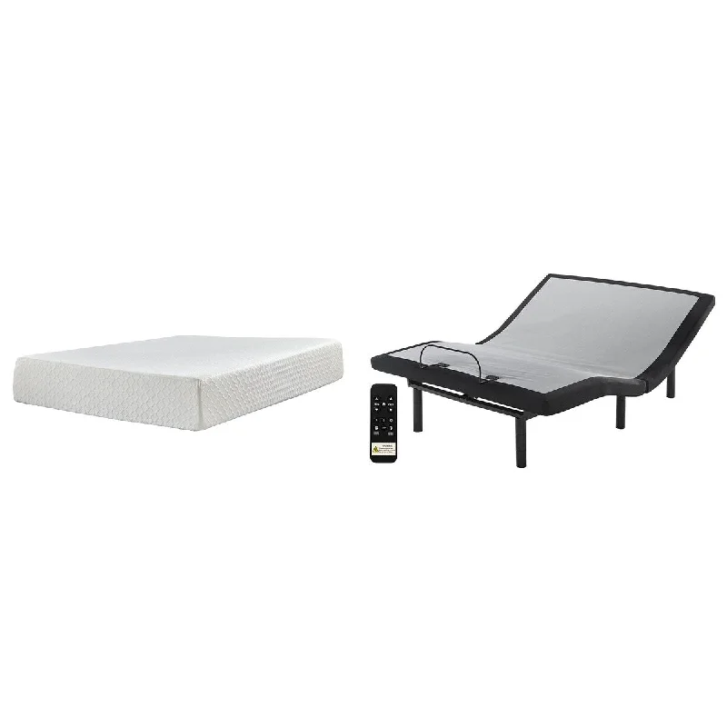 Signature Design by Ashley Chime 12 Inch Memory Foam Black/White 2-Piece Mattress Package