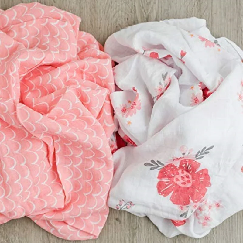 2 Pack Summer Daisy Muslin Swaddle Blankets - 47" x 47"