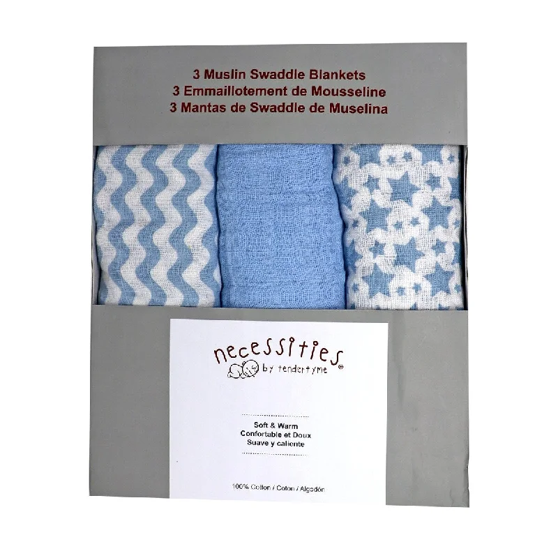 3 Pack Cotton Muslin Baby Swaddle Blankets - N/A