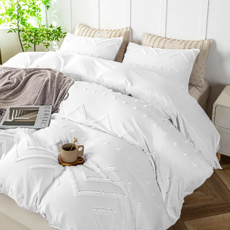 3-Piece Boho Tufted Duvet Cover Set, Textured Duvet Cover and 2 Pillowcases for All Season