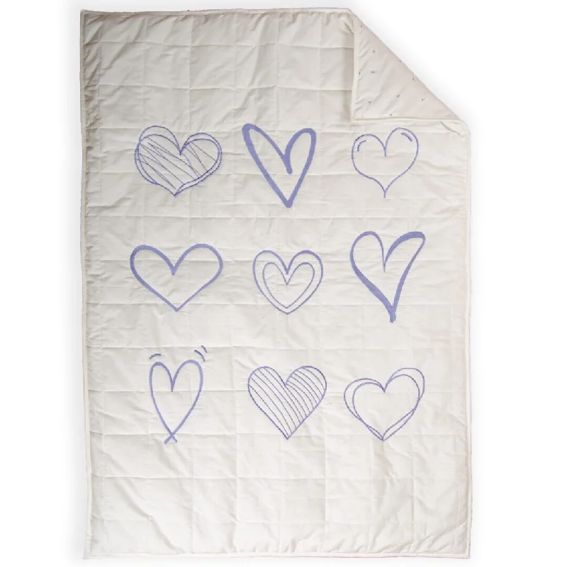 BabyFad Heart to Heart Blue 100% Cotton 3 Piece Crib Bedding Set