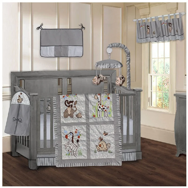 BabyFad Jungle Grey 9 Piece Crib Bedding Set