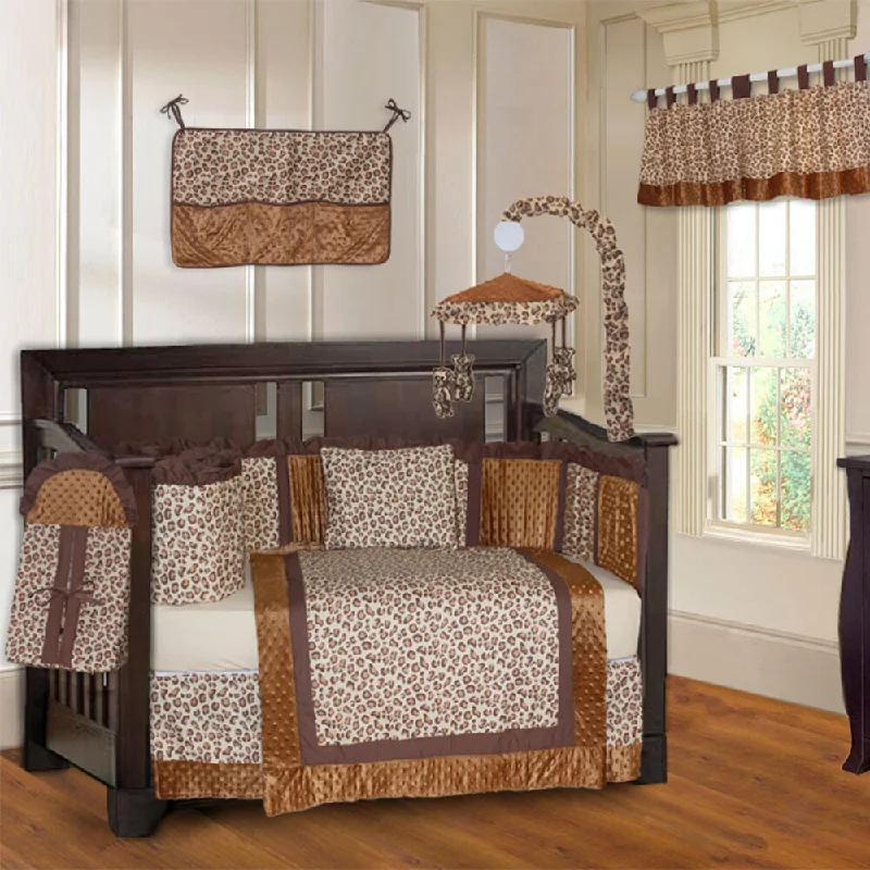 BabyFad Leopard Brown 9 piece Crib Bedding Set