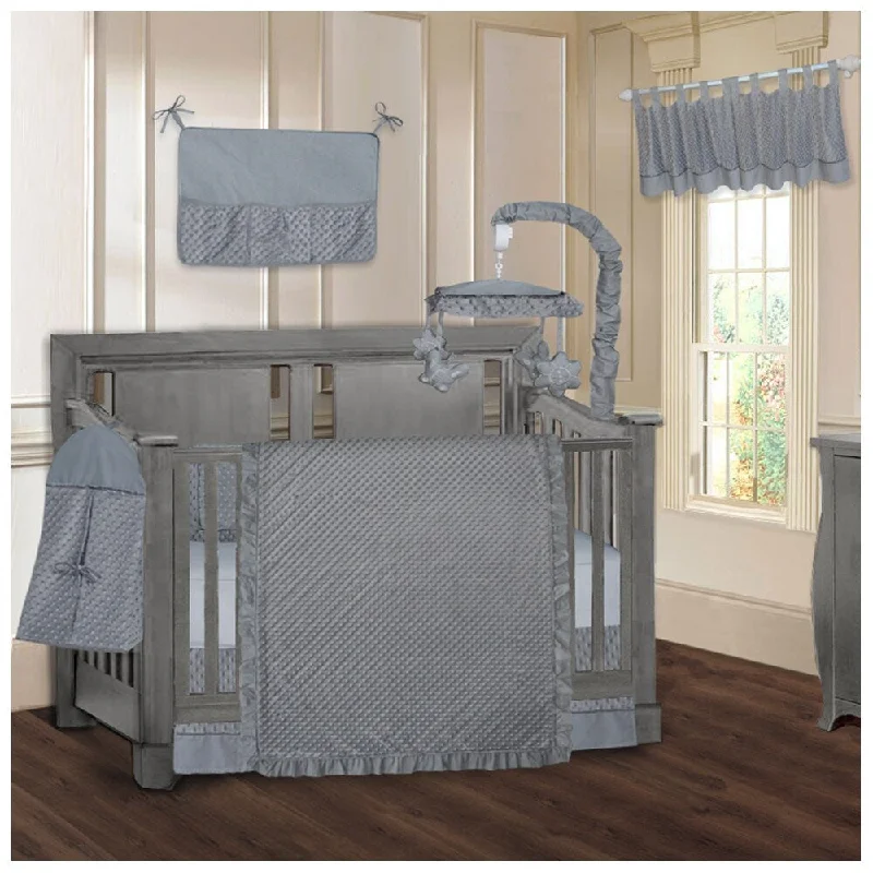 BabyFad Minky Ultra Grey 9 Piece Baby Crib Bedding Set