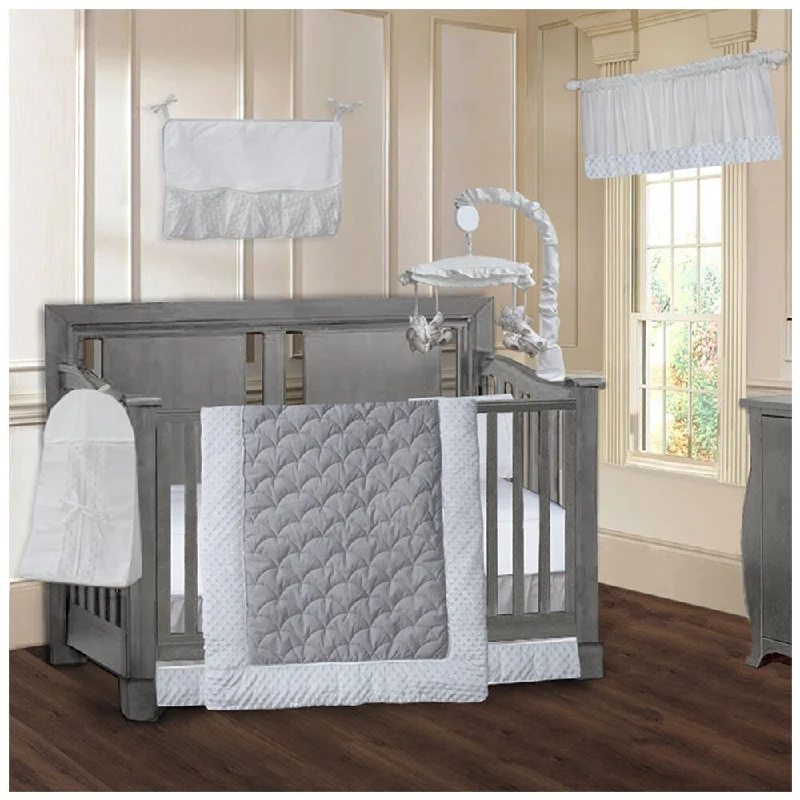 BabyFad Minky White 9 piece Crib Bedding Set