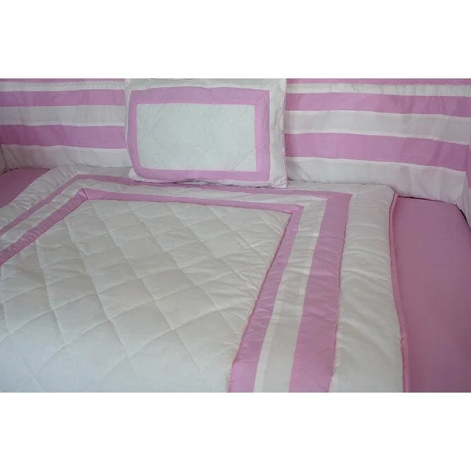 BabyFad Modern Quilted Pink 9 Piece Crib bedding set