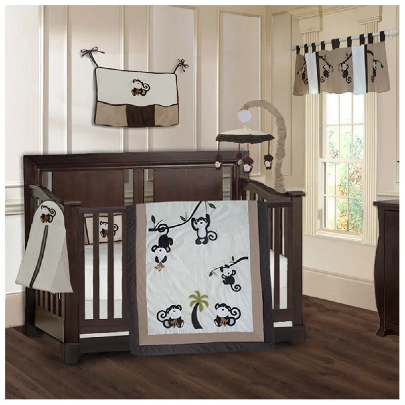 BabyFad Monkey 9 piece Boys' Baby Crib Bedding Set