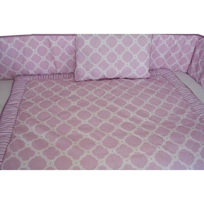 BabyFad Quatrefoil Clover Pink 9 Piece Crib Bedding set