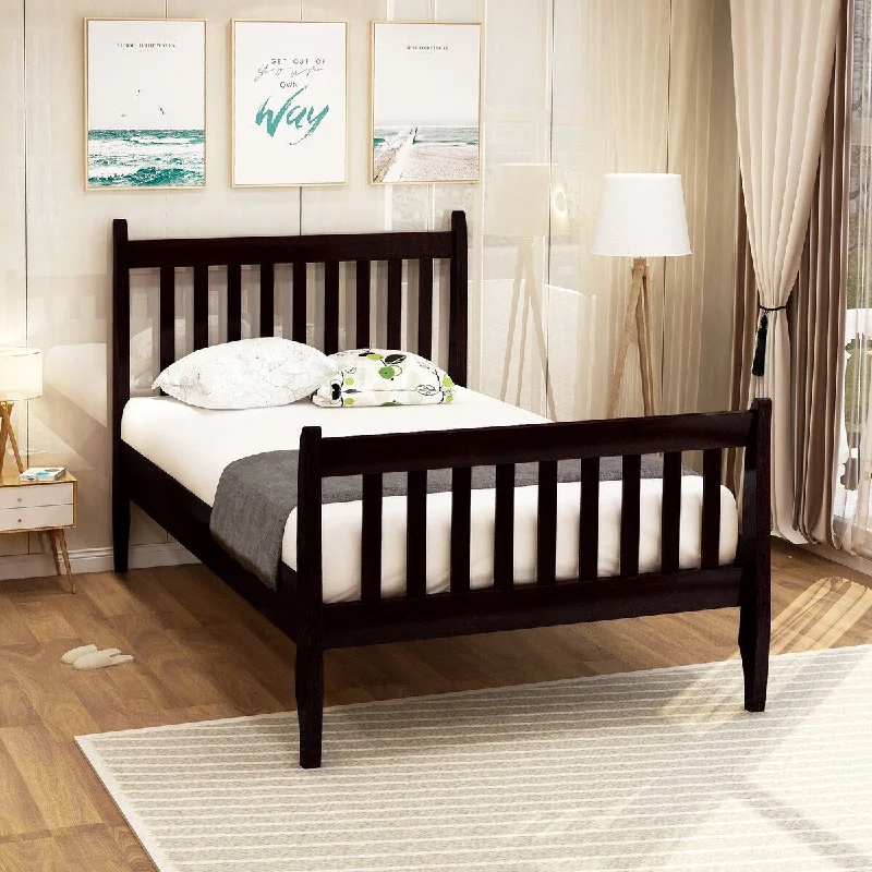 Black Twin Size Platform Bed Frame - Modern Design with Wood Slat Support